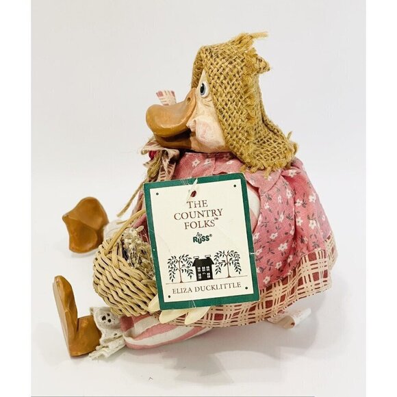 American Folk Art Duck Figurine Eliza Ducklittle Country Shelf Sitter 2176 Russ - Picture 5 of 6